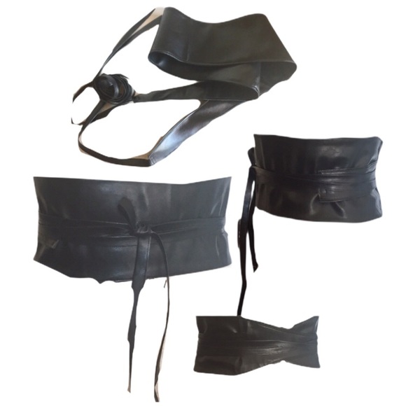 Vegan Wrap around belt black onesize plus size